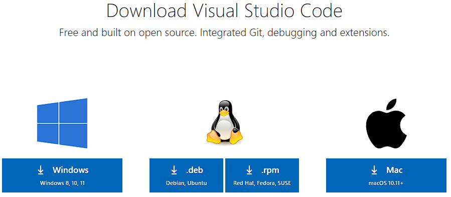 VS Code download page