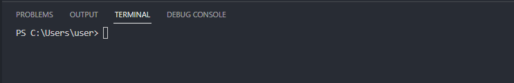 VS Code integrated terminal opened
