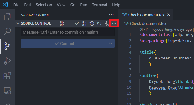 VS Code Source Control pull menu