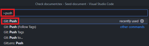 VS Code Command Palette push command