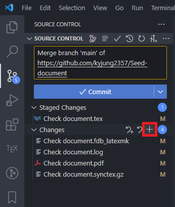 VS Code Source Control with Changes ready to stage