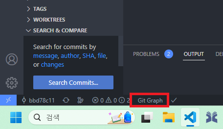 Git Graph history view in VS Code