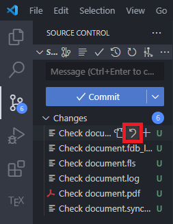 VS Code Source Control discard changes buttons