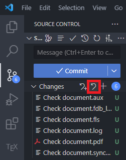 VS Code Source Control discard all changes button