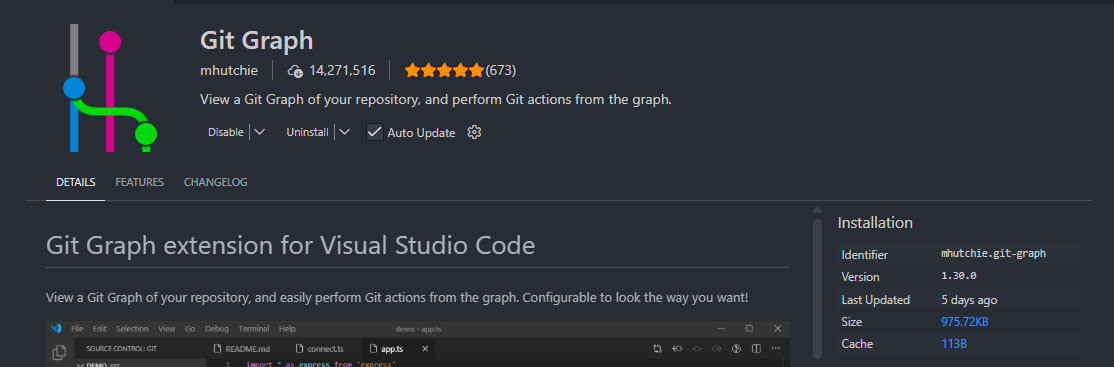 Git Graph extension