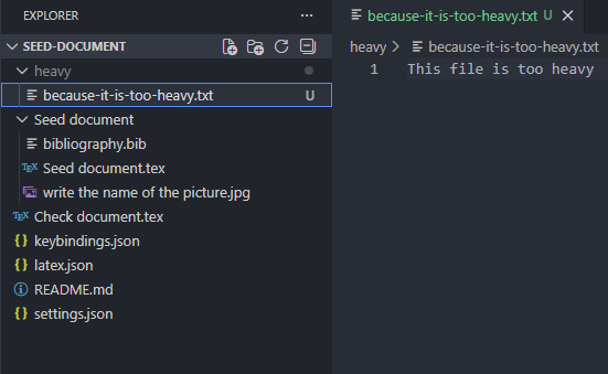 Example project tree with a heavy folder