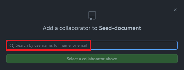 Search field for adding a collaborator on GitHub