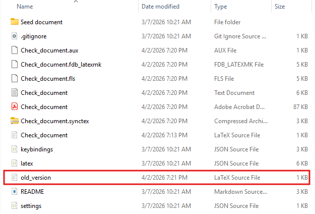 Example manuscript file saved as old_version.tex before running latexdiff