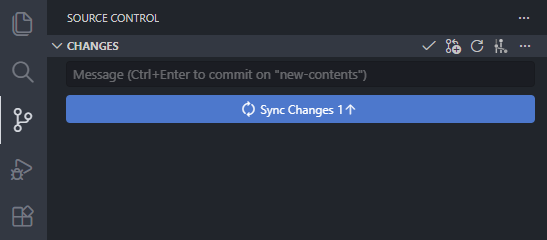 VS Code Source Control showing one local commit waiting to sync