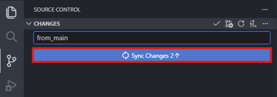 VS Code Source Control Sync Changes button after merge commit